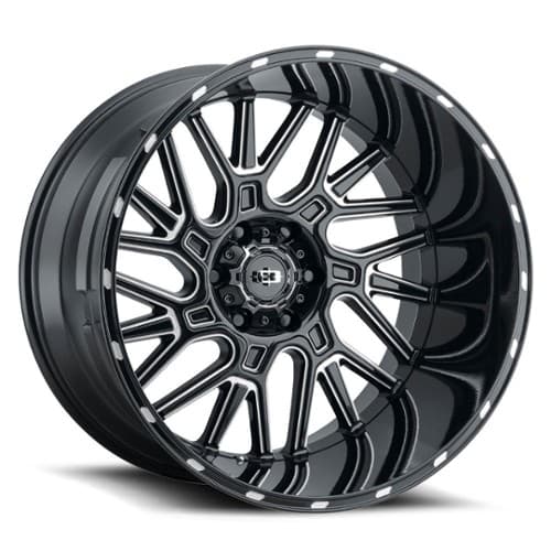 Vision 404 Brawl 20x12 5x139.7 -51 ET 108 CB Gloss Black Milled Spoke (404-20285GBMS-51)