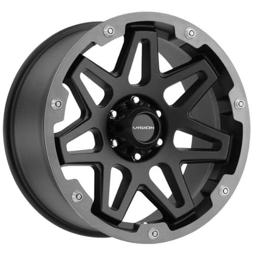 Vision 416 Se7en 17x9 8x165.1 12 ET 125.2 CB Satin Black/Gray Ring Milled Spoke (416-7981SBMG12)