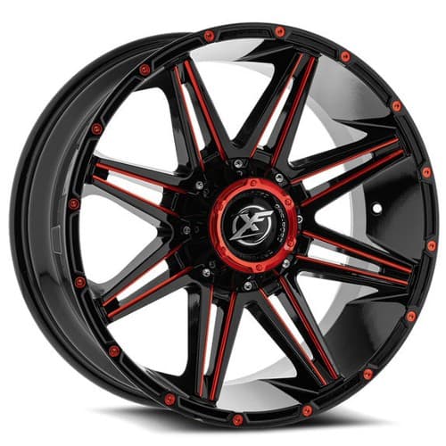 XF Off-Road XF-220 22x10 5x127/5x139.7 -24 ET 78.1 CB Gloss Black Red Milled (XF22022105127139724GBMLR)