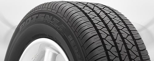 Close-up of all-season tire tread pattern showing balanced design for year-round performance