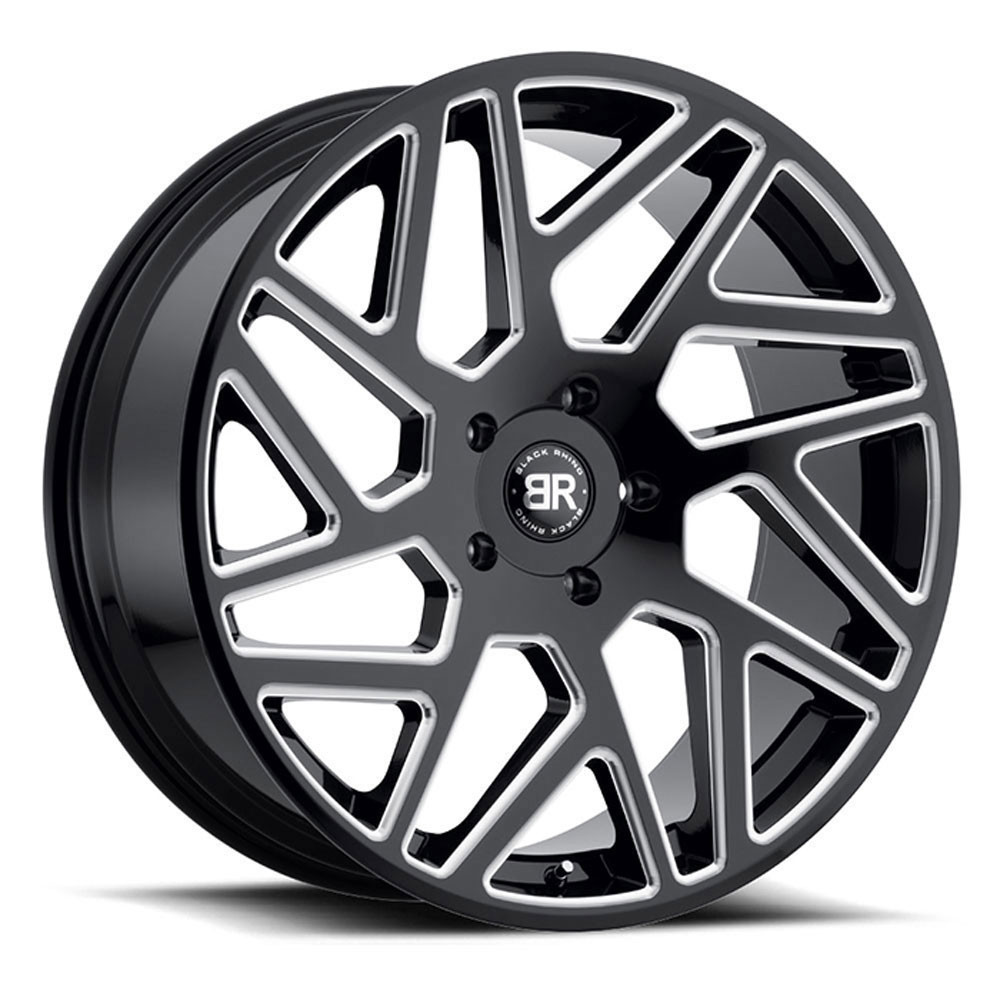 Cyclone Rims Black Rhino Cyclone 24x10 Gloss Black with Milled Spokes - 2410CYC256140B12
