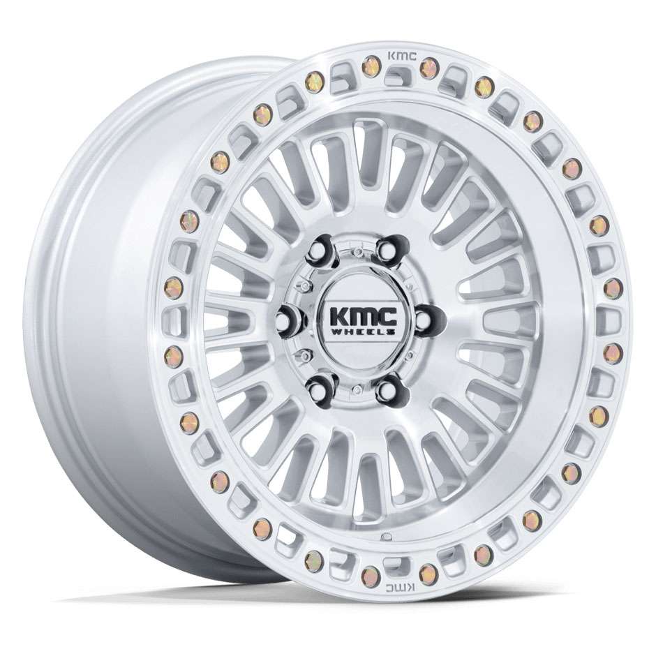KMC KM554 Aztec 17x8.5 Gloss Silver w/Machined Face - KM554SD17856400