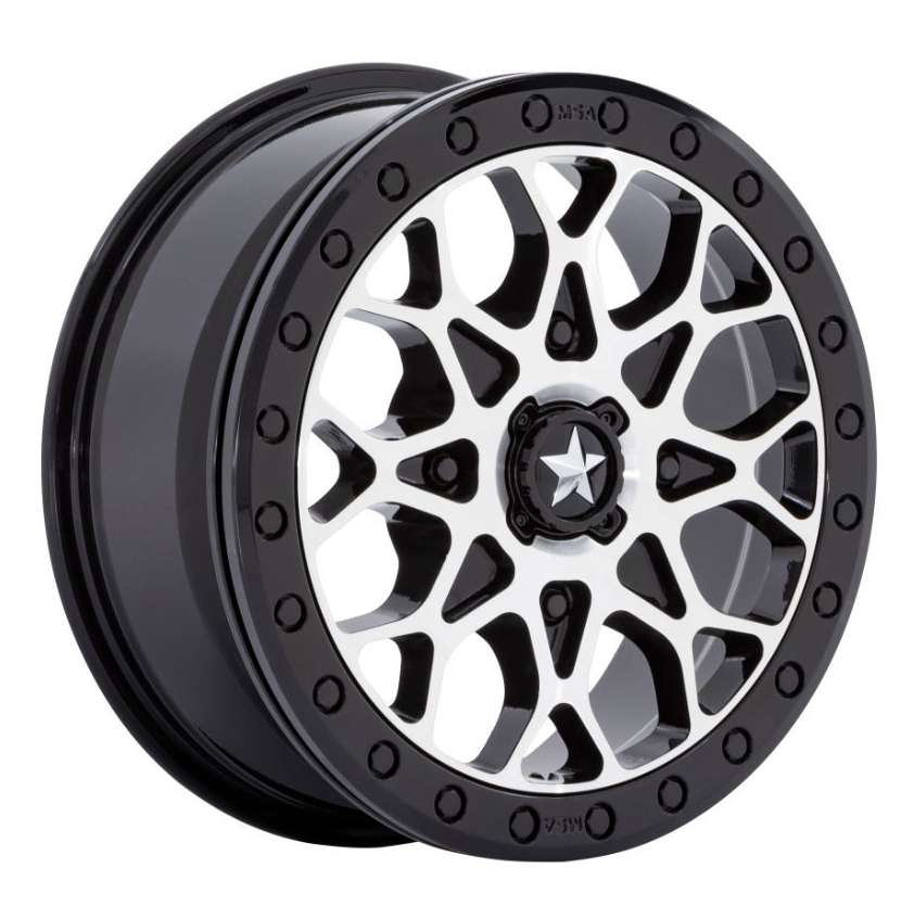 MSA Offroad M48 Portal Beadlock 15x6 Gloss Black Machined, Black Ring ...