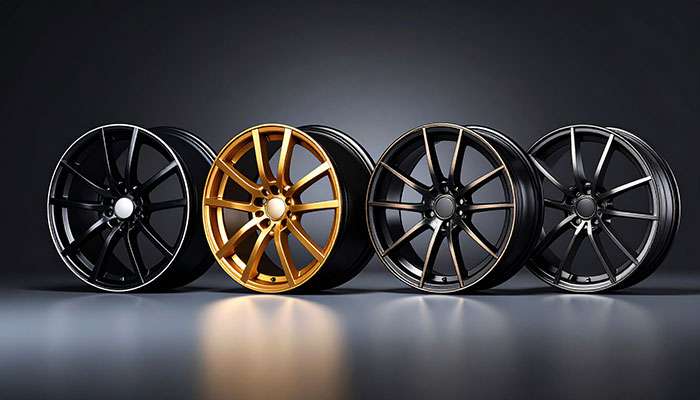 4 Wheels with different custom finishes.