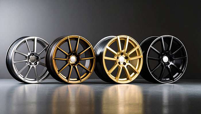 4 Wheels with different custom finishes.