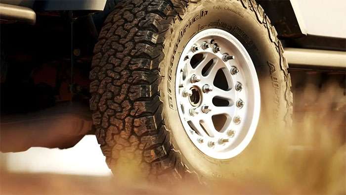 BFGoodrich All-Terrain T/A KO2 tire close-up on rocky trail.