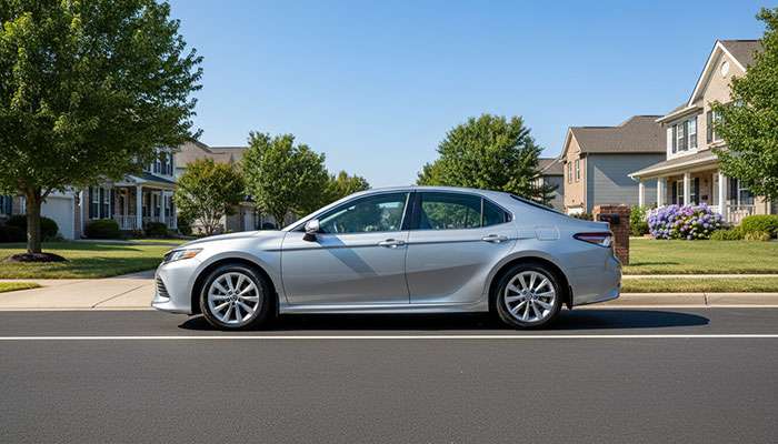 Urban driving scenario with second family car demonstrating appropriate budget tire use cases