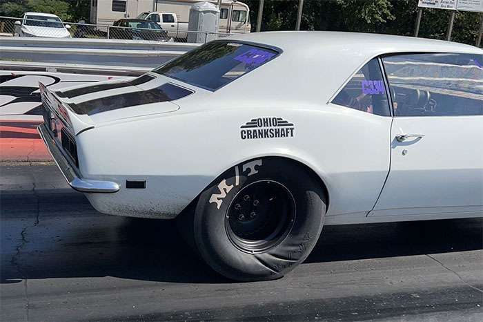 Drag tire on racetrack