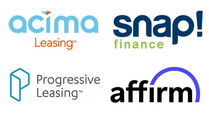 Popular tire financing provider logos including Snap Finance, Affirm, and Katapult