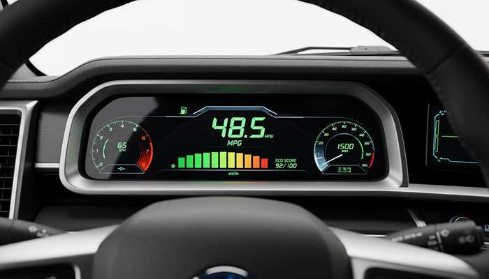 Fuel efficiency gauge comparing different truck tire sizes and their impact on gas mileage