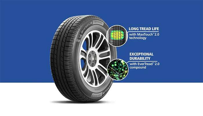 Michelin tire brand logo and product display