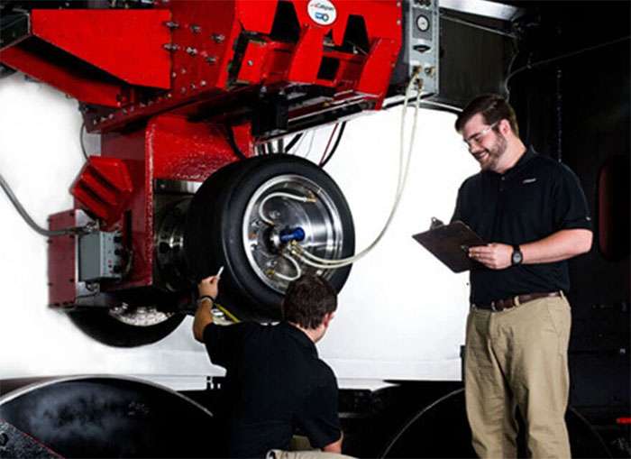 Side-by-side comparison of military tire on left and civilian tire on right with key difference annotations