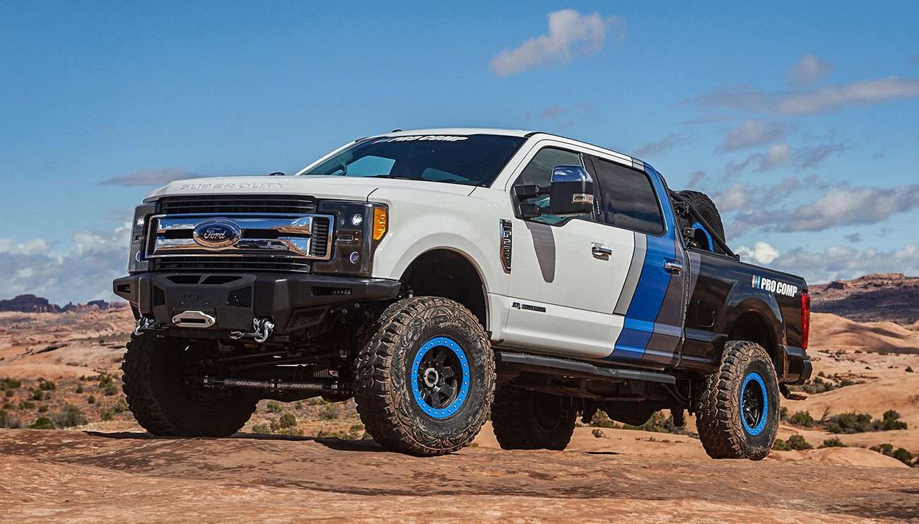 Close-up of a rugged off-road truck with Pro Comp wheels