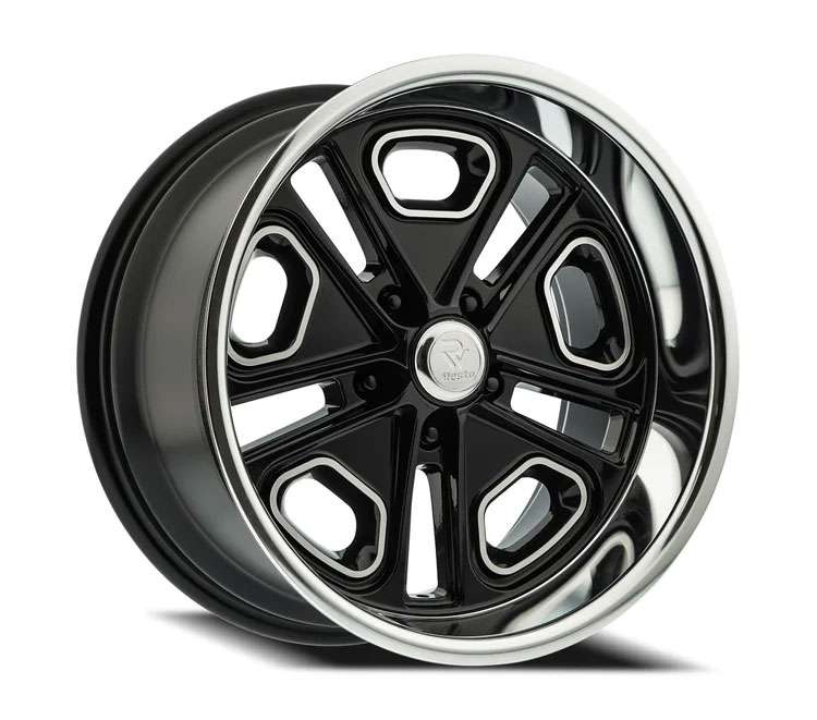 Resto Wheel R102 Del Ray classic muscle car rim with diamond cut lip and wide spokes