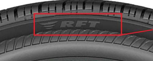 Run-flat tire cutaway showing reinforced sidewalls that support vehicle after air loss