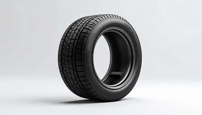 Run-flat tire cutaway showing reinforced sidewalls