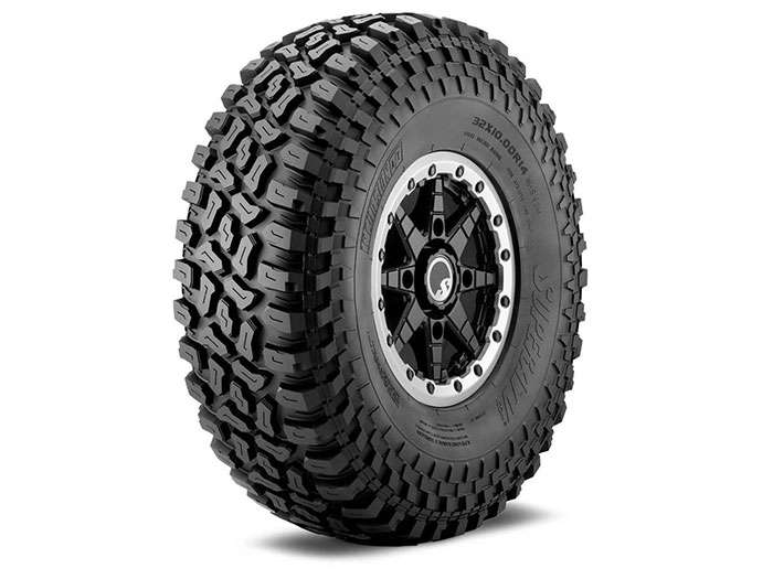 SuperATV Incursion A/T all-terrain UTV/ATV tire with aggressive tread and black alloy wheel, size 32x10.00R14.