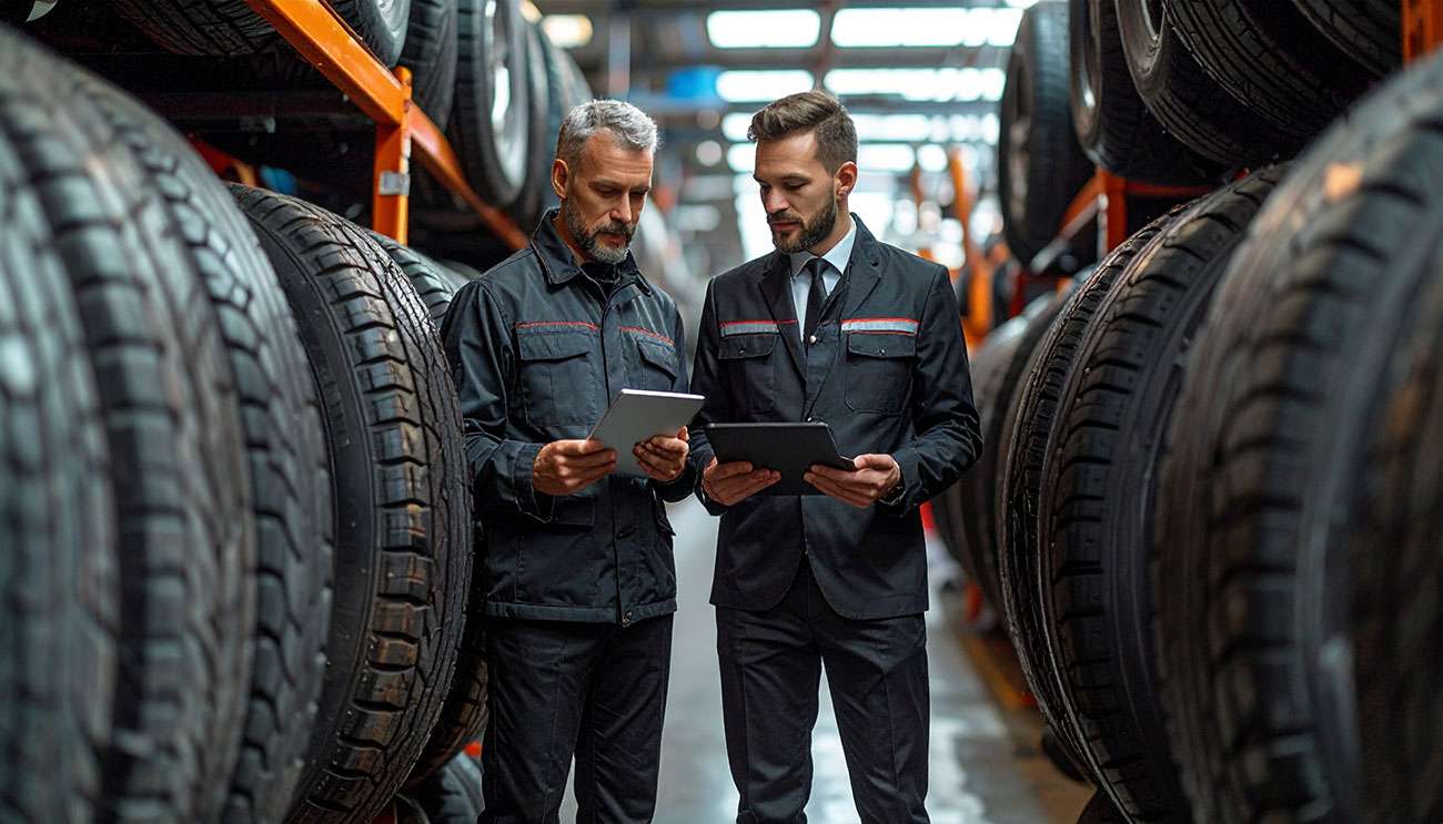 Tire financing consultation with automotive professionals discussing payment options for new tires