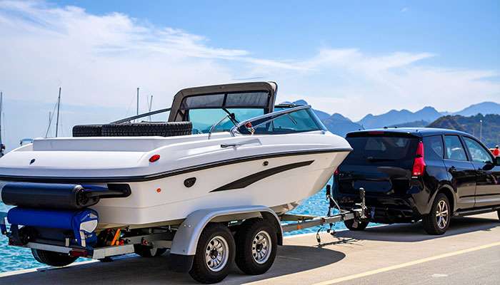 Special trailer ST radial tires on dual-axle boat trailer