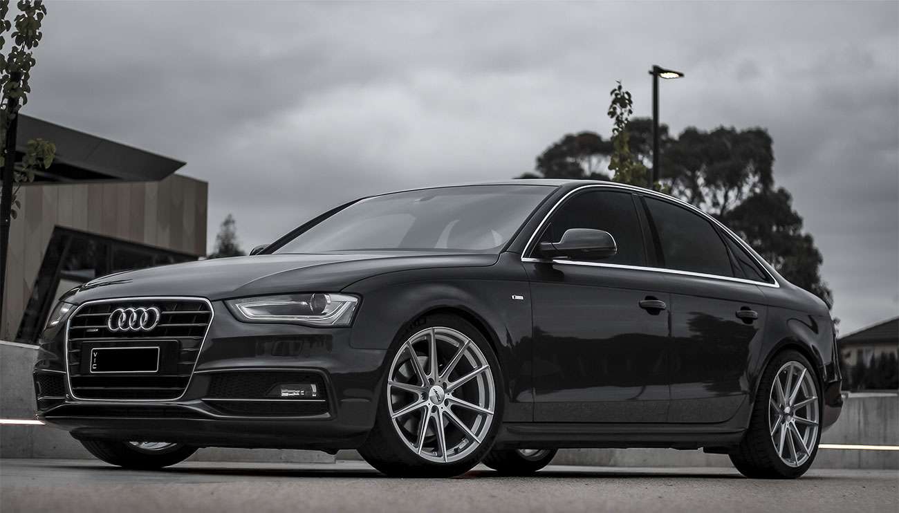 Close-up of a sleek car fitted with TSW alloy wheels