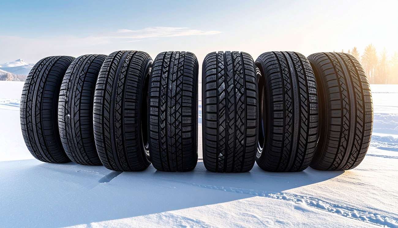 Types of tires guide showing all-season, winter, all-terrain, mud, performance, touring, trailer and more