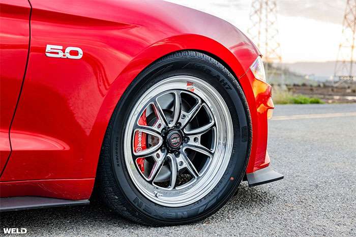 Weld Racing RT-S three-piece forged wheels on an S550 Mustang.